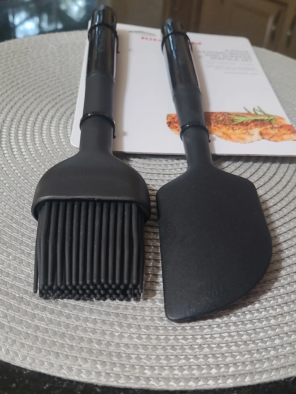 KitchenAid Black Silicone Basting Brush & Scraper Spatula Set